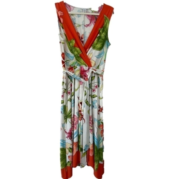 BEAUTIFUL floral print London Times faux wrap dress with tie size medium - Picture 2 of 9